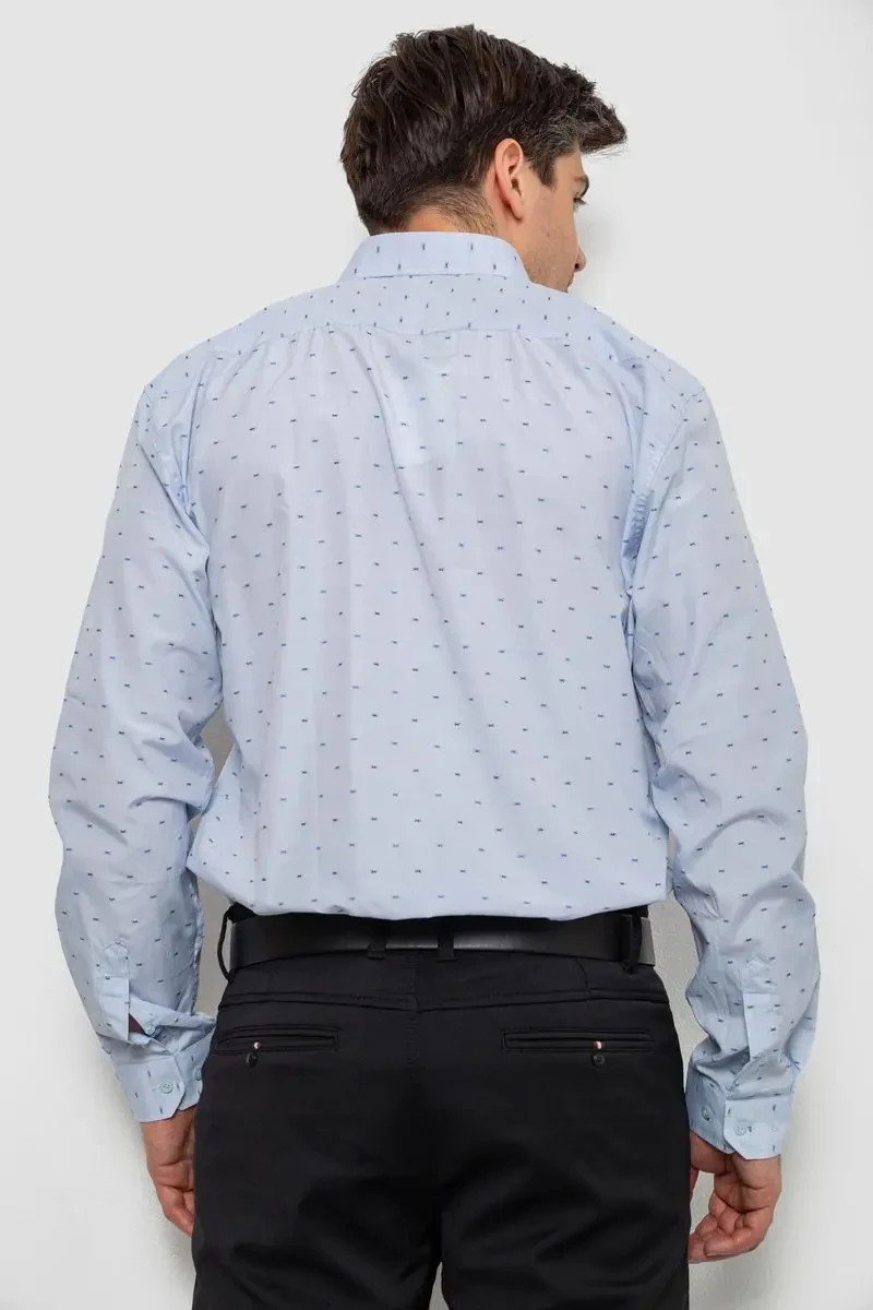 Сорочка чоловіча з принтом, колір блакитний, 214R813 4