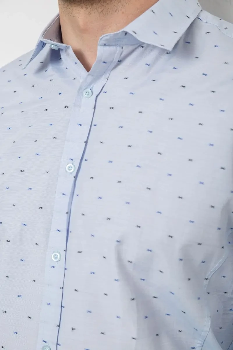 Сорочка чоловіча з принтом, колір блакитний, 214R813 5
