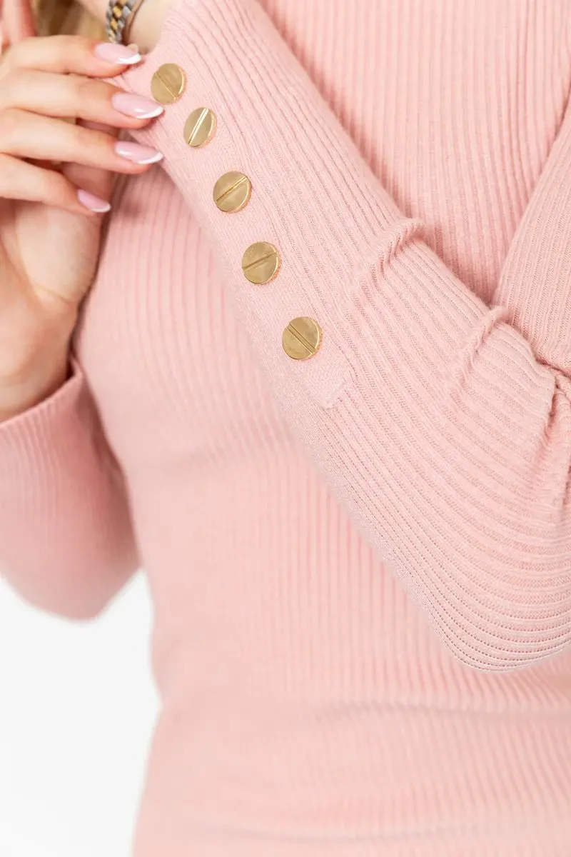 Кофта жіноча трикотажна однотонна, колір світло-рожевий, 204R017 5