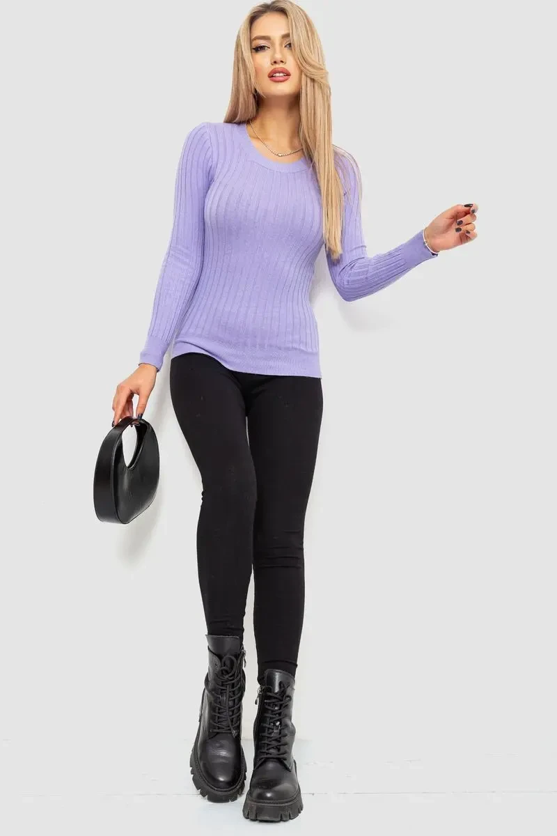Водолазка жіноча в рубчик, колір бузковий, 204R9031 2