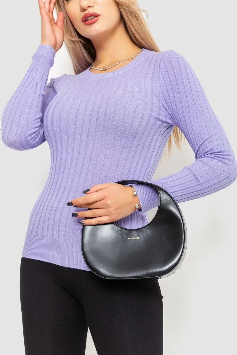 Водолазка жіноча в рубчик, колір бузковий, 204R9031 3