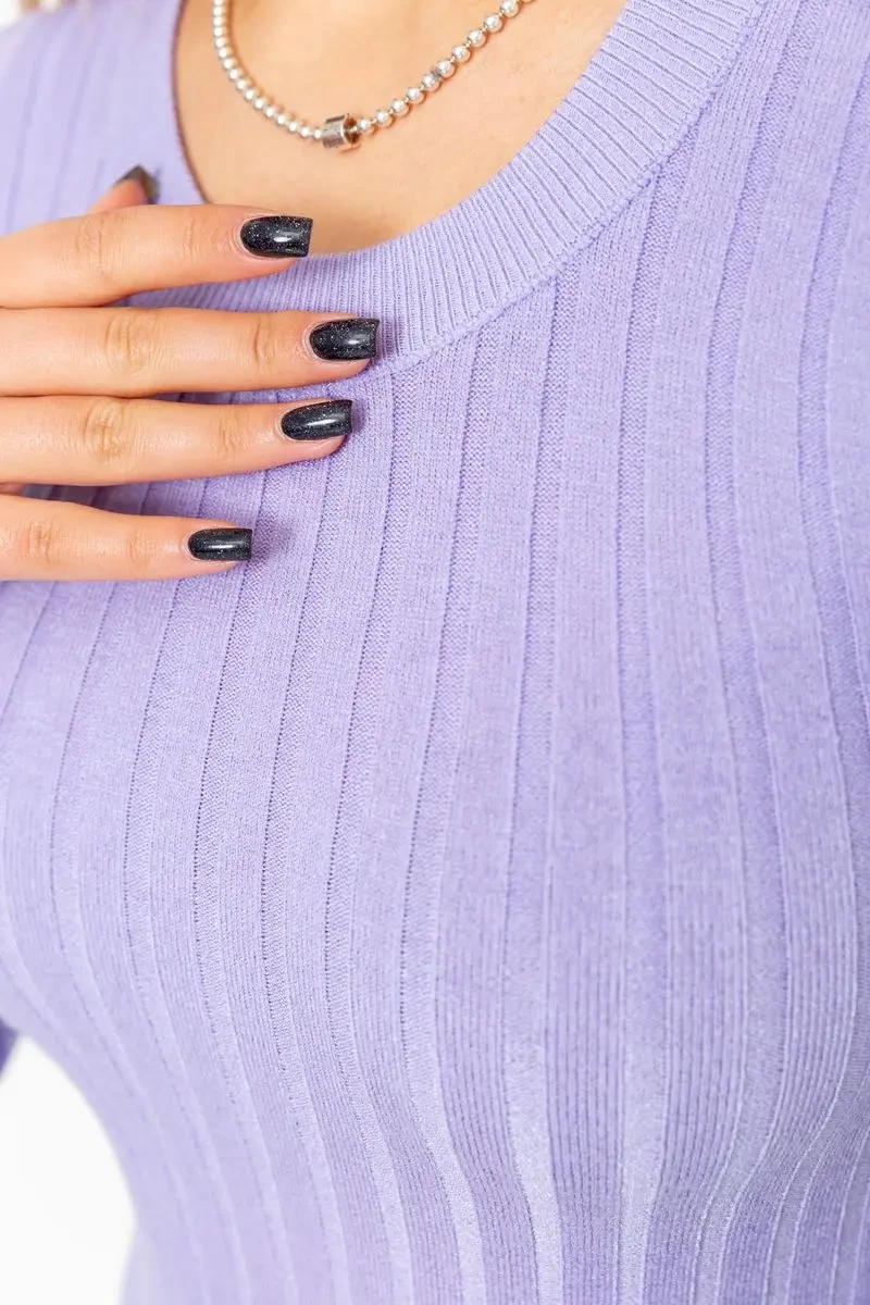 Водолазка жіноча в рубчик, колір бузковий, 204R9031 5