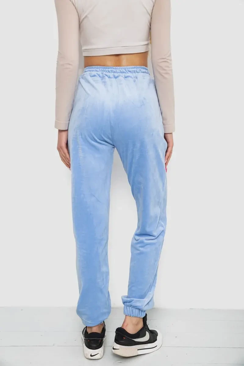 Штани жіночі велюрові, колір блакитний, 238R57862 4