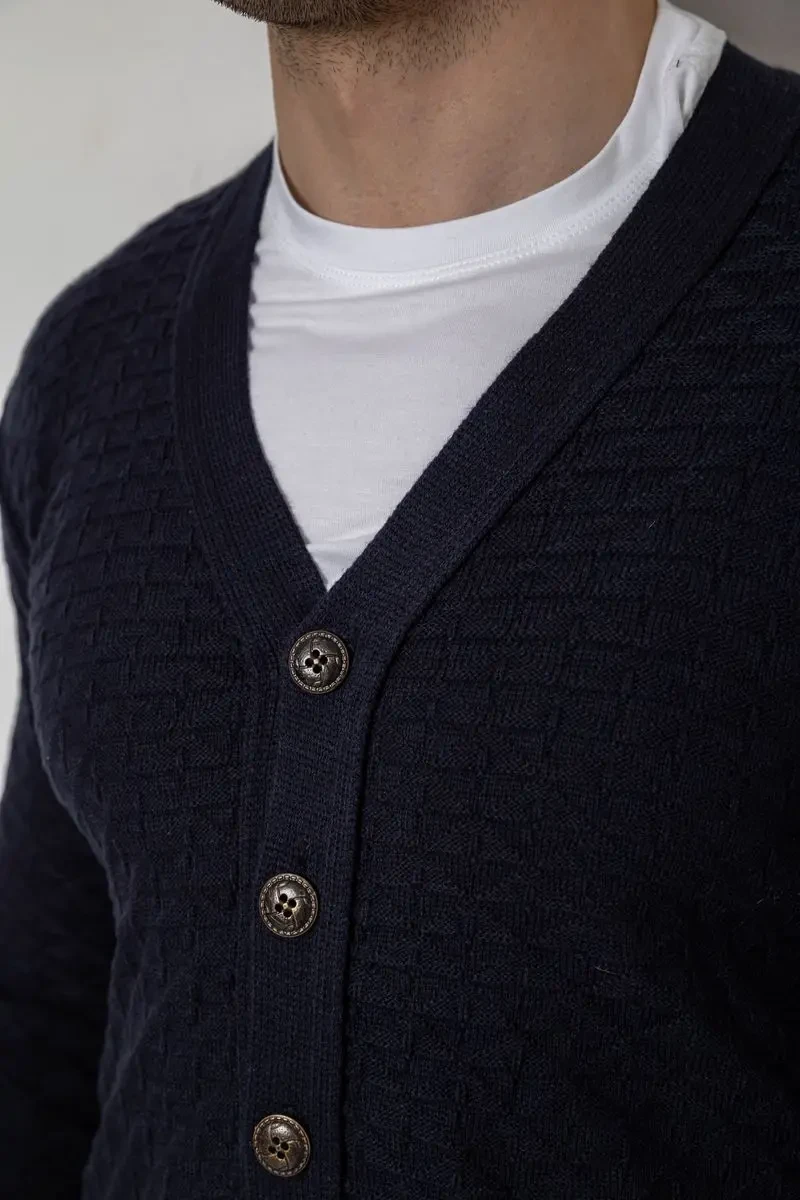 Кофта чоловіча на ґудзиках, колір темно-синій, 238R7783 5