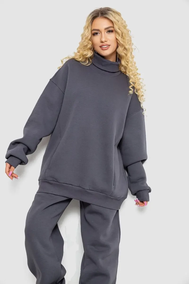 Спортивний костюм жіночий на флісі, колір сірий, 102R7723 2