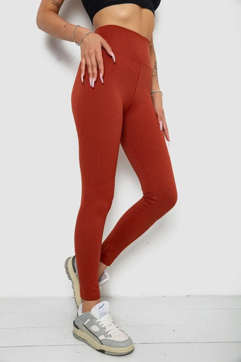 Лосини однотонні в рубчик, колір теракотовий, 238R606 3