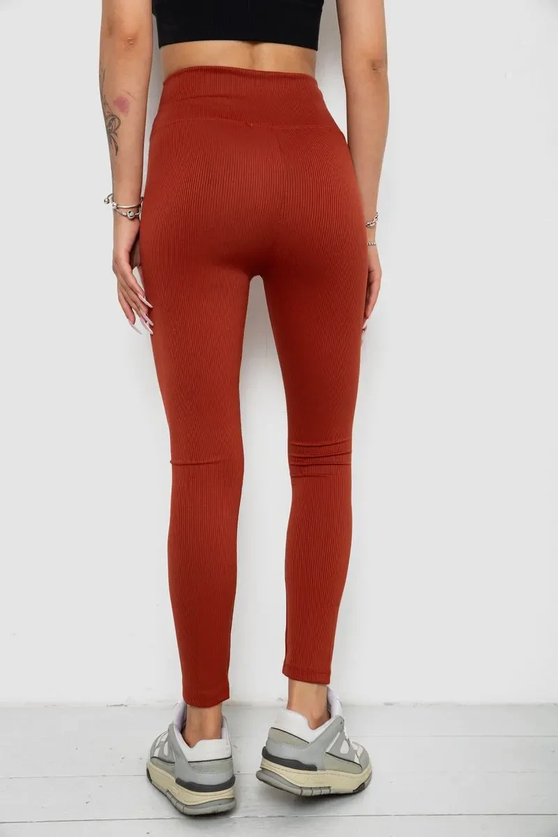 Лосини однотонні в рубчик, колір теракотовий, 238R606 4