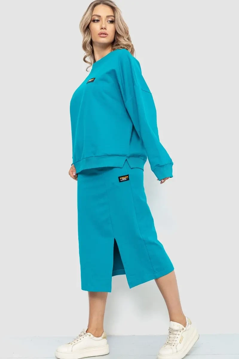Костюм жіночий повсякденний, колір бірюзовий, 115R0517 3