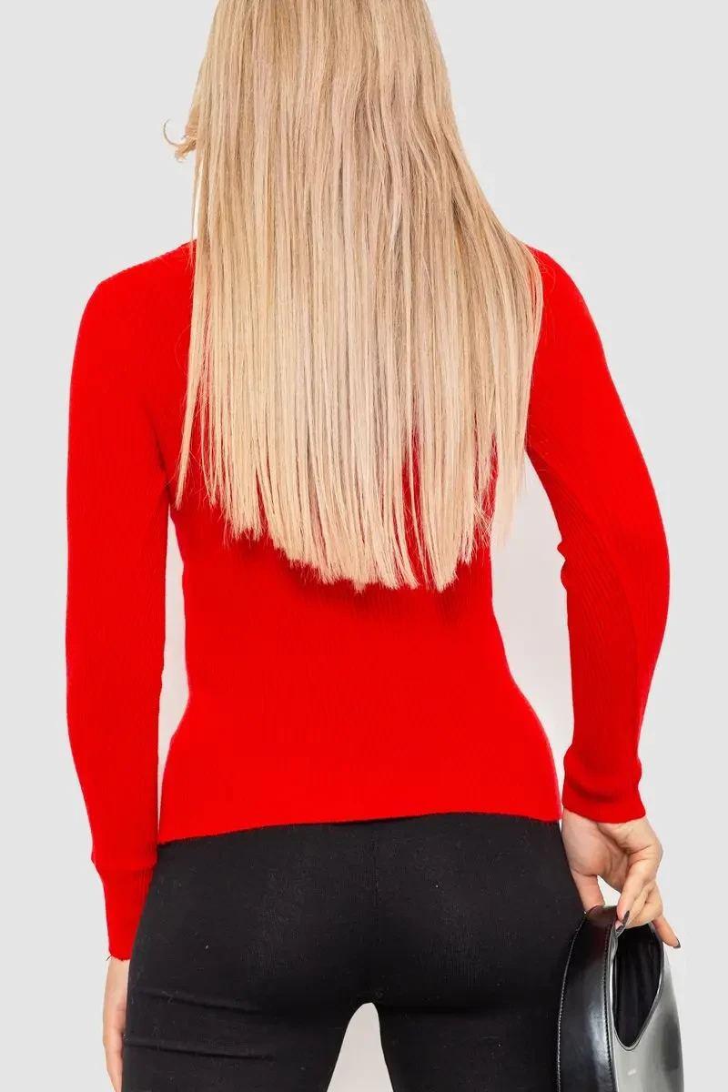 Водолазка жіноча в рубчик, колір червоний, 204R9024 4