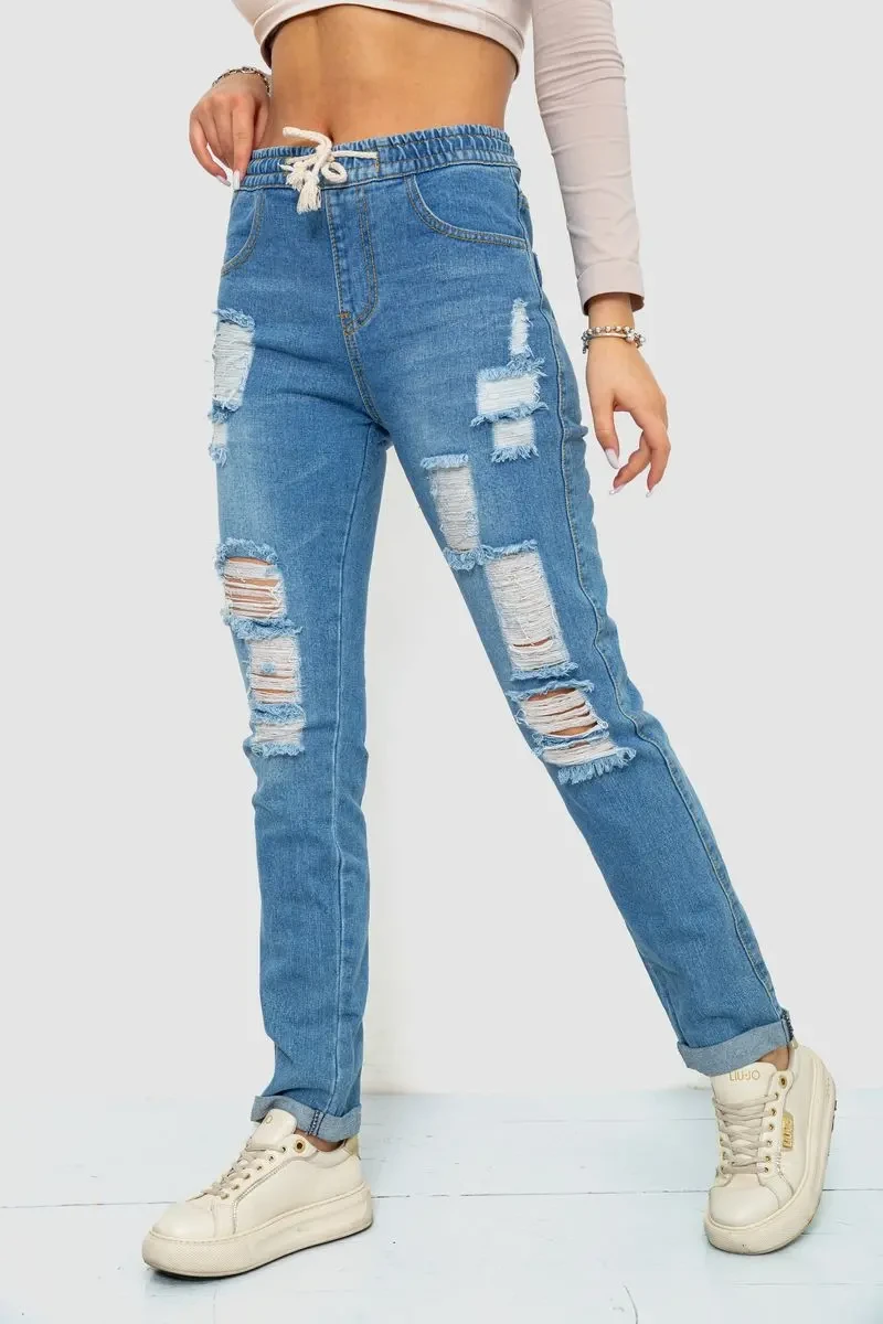 Джинси жіночі на резинці, колір темно-блакитний, 244R5005 3