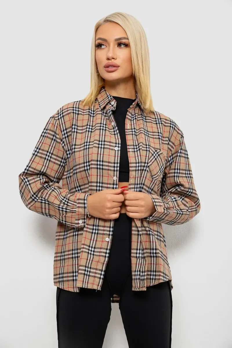 Сорочка жіноча в клітинку, колір мокко, 244R1070-3 2