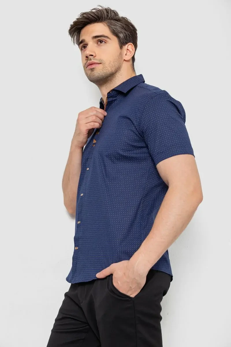 Сорочка чоловіча з принтом, колір синій, 214R7021 3