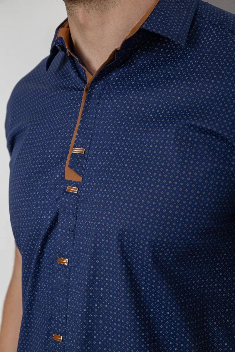 Сорочка чоловіча з принтом, колір синій, 214R7021 5