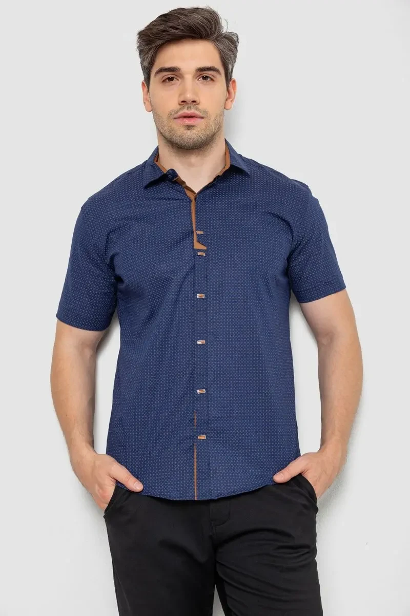 Сорочка чоловіча з принтом, колір синій, 214R7021