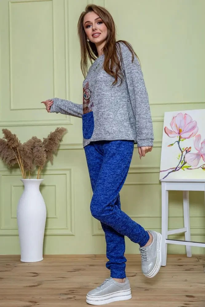 Жіночий костюм штани + кофта, сіро-синього кольору, 172R1211-2 2