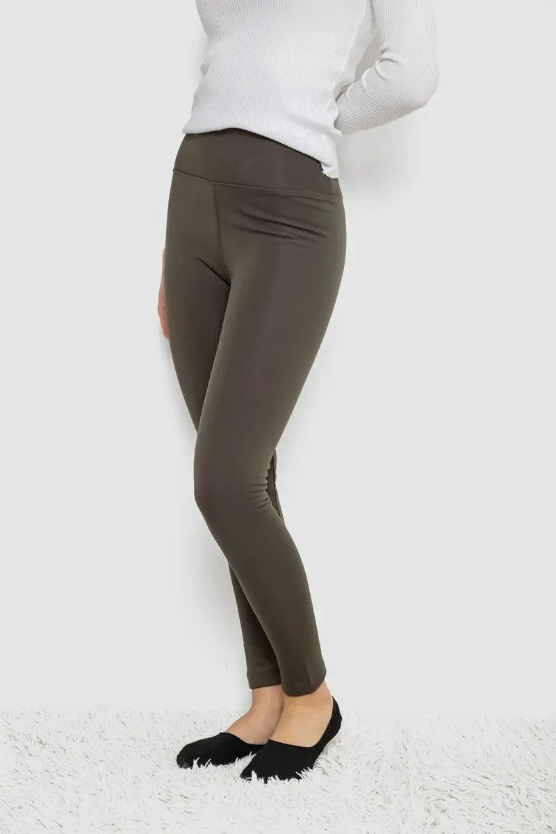 Лосини утеплені на флісі, колір темно-оливковий, 243R051 3