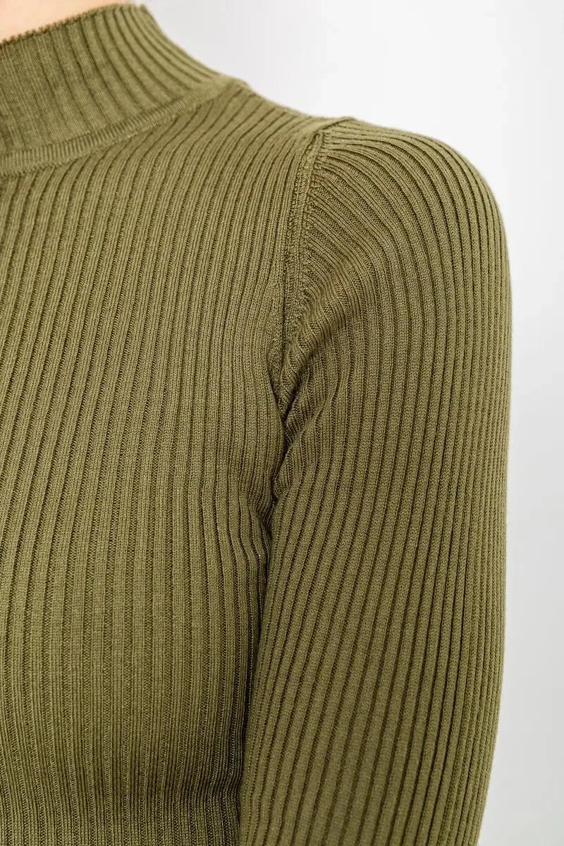 Водолазка жіноча в рубчик, колір хакі, 214R91306 5