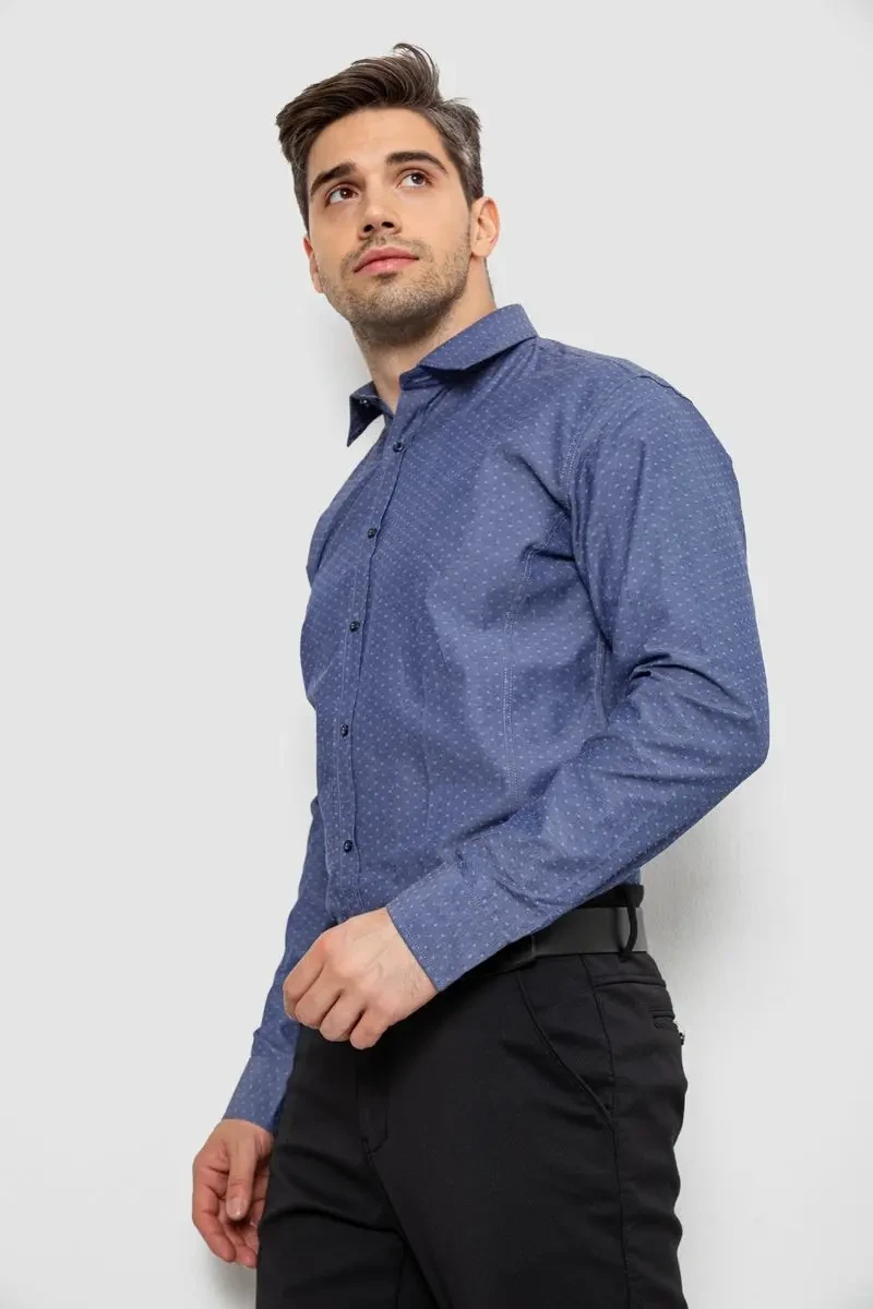 Сорочка чоловіча з довгим рукавом, колір джинс, 214R838 3