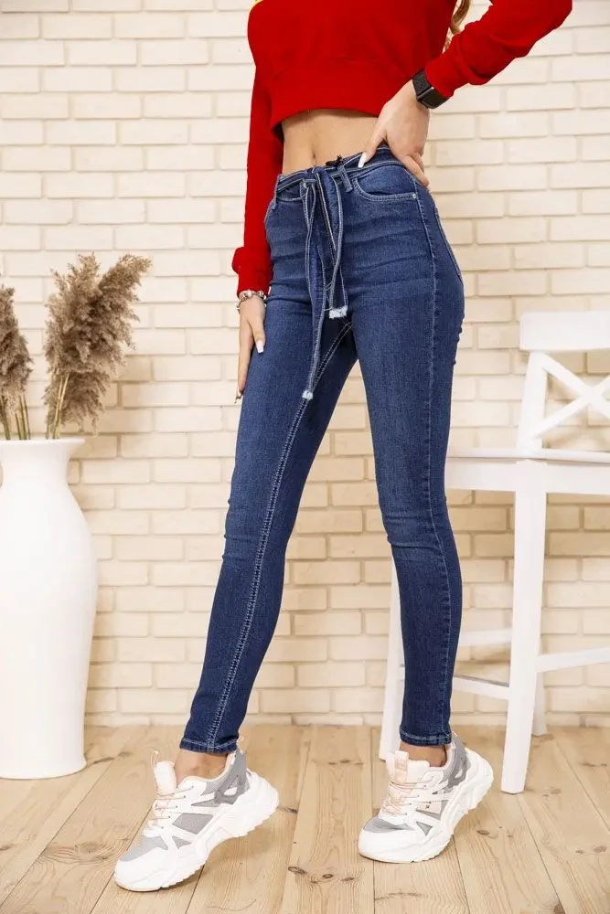 Темно-сині жіночі джинси, скінні з поясом, 164R1180-7 3