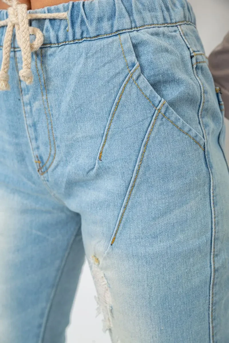 Джинси жіночі на резинці, колір блакитний, 244R5006 5