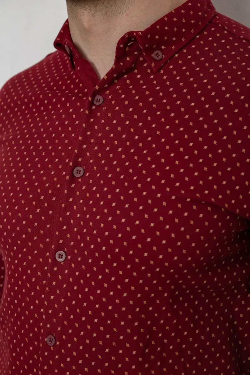 Сорочка чоловіча з принтом, колір бордовий, 214R7365 5