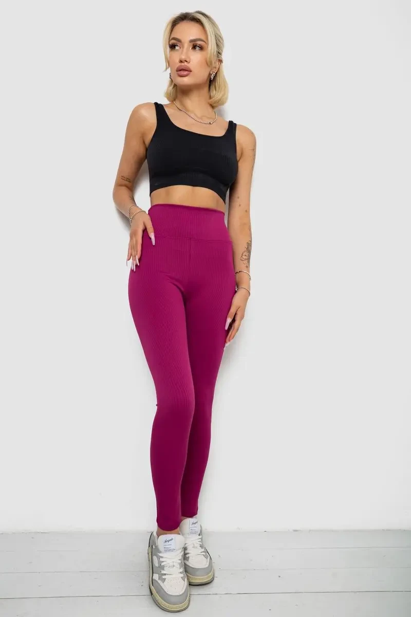 Лосини однотонні в рубчик, колір фуксія, 238R606 2