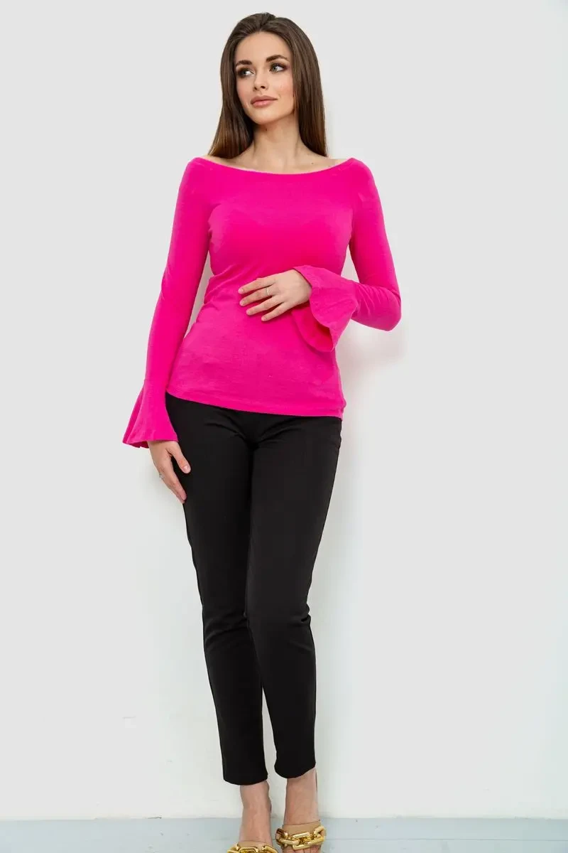 Кофта жіноча однотонна 244R200-1, колір рожевий, 244R201-1 2
