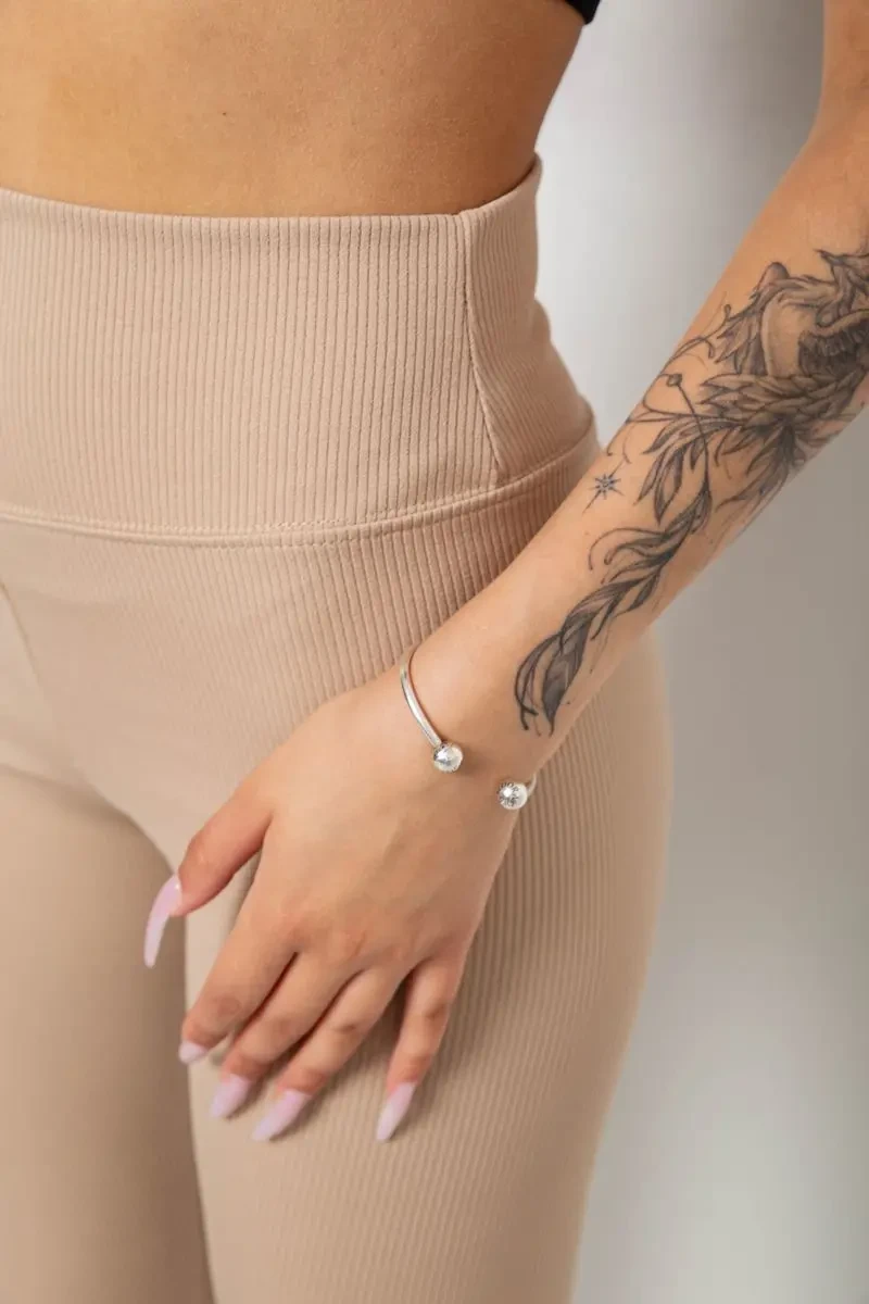 Лосини однотонні в рубчик, колір світло-бежевий, 238R606 5