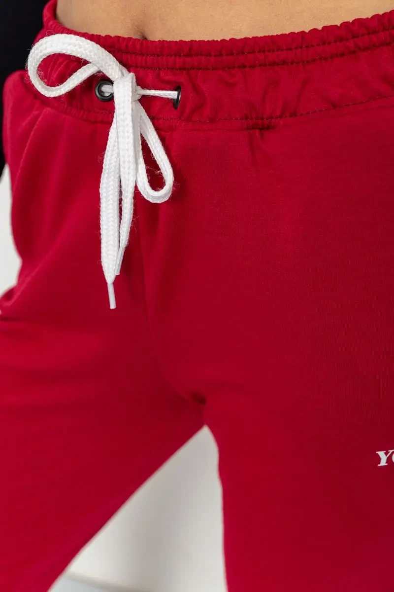 Спорт штани жіночі двонитка, колір бордовий, 129R1466 5