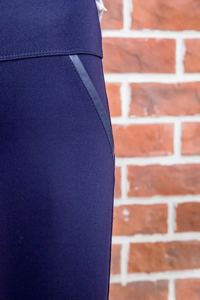Лосини зі вставками із шкірзаму, темно-синього кольору, 172R5514 7