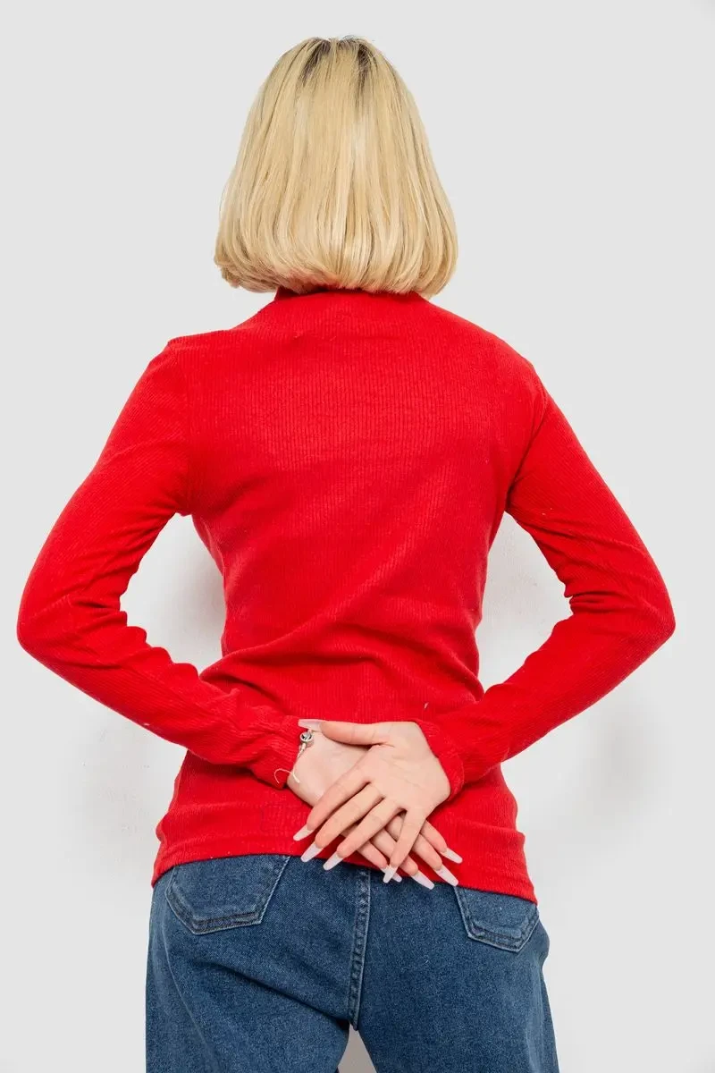 Гольф жіночий однотонний в рубчик, колір червоний, 238R803 4