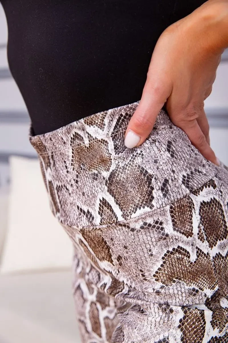 Втягуючі лосини, в зміїний принт коричневого кольору, 172R9010 6