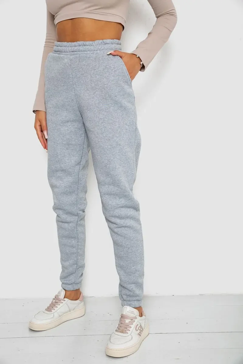 Спортивні штани жіночі на флісі, колір світло-сірий, 238R58671-1 3