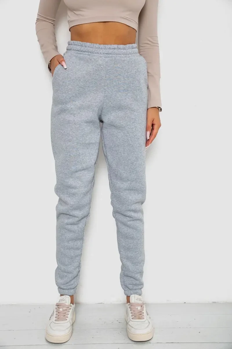 Спортивні штани жіночі на флісі, колір світло-сірий, 238R58671-1