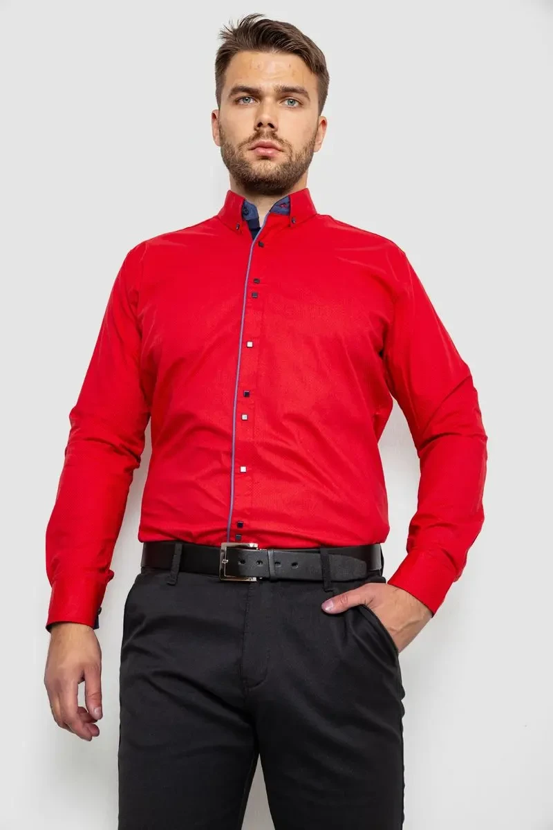 Сорочка чоловіча з принтом, колір червоний, 214R3092