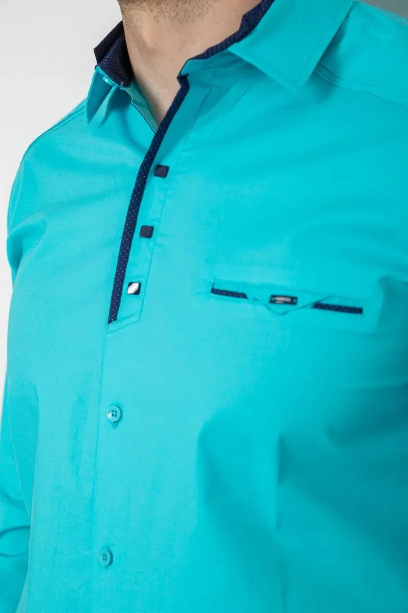 Сорочка чоловіча, колір бірюзовий, 214R7086 5