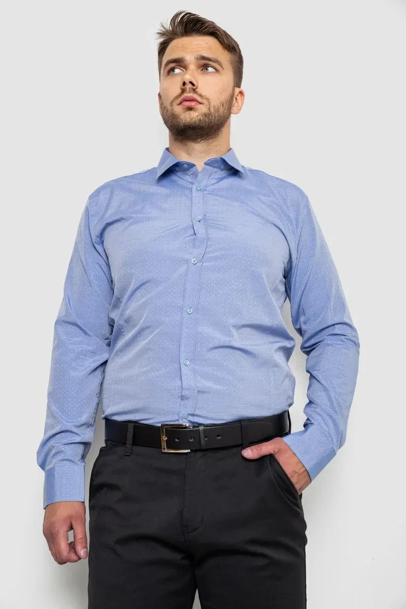 Сорочка чоловіча однотонна, колір джинс, 214R815