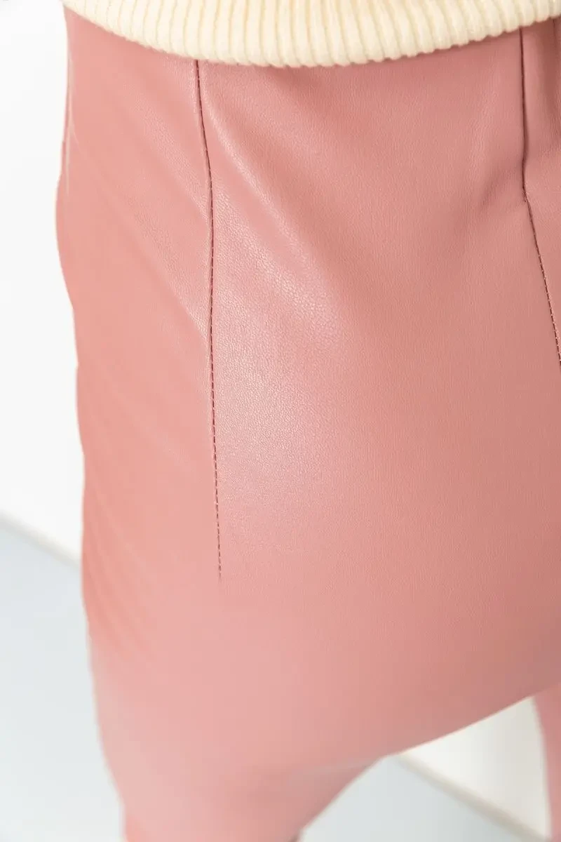 Лосини жіночі шкірозамінник, колір пудровий, 164R81 5