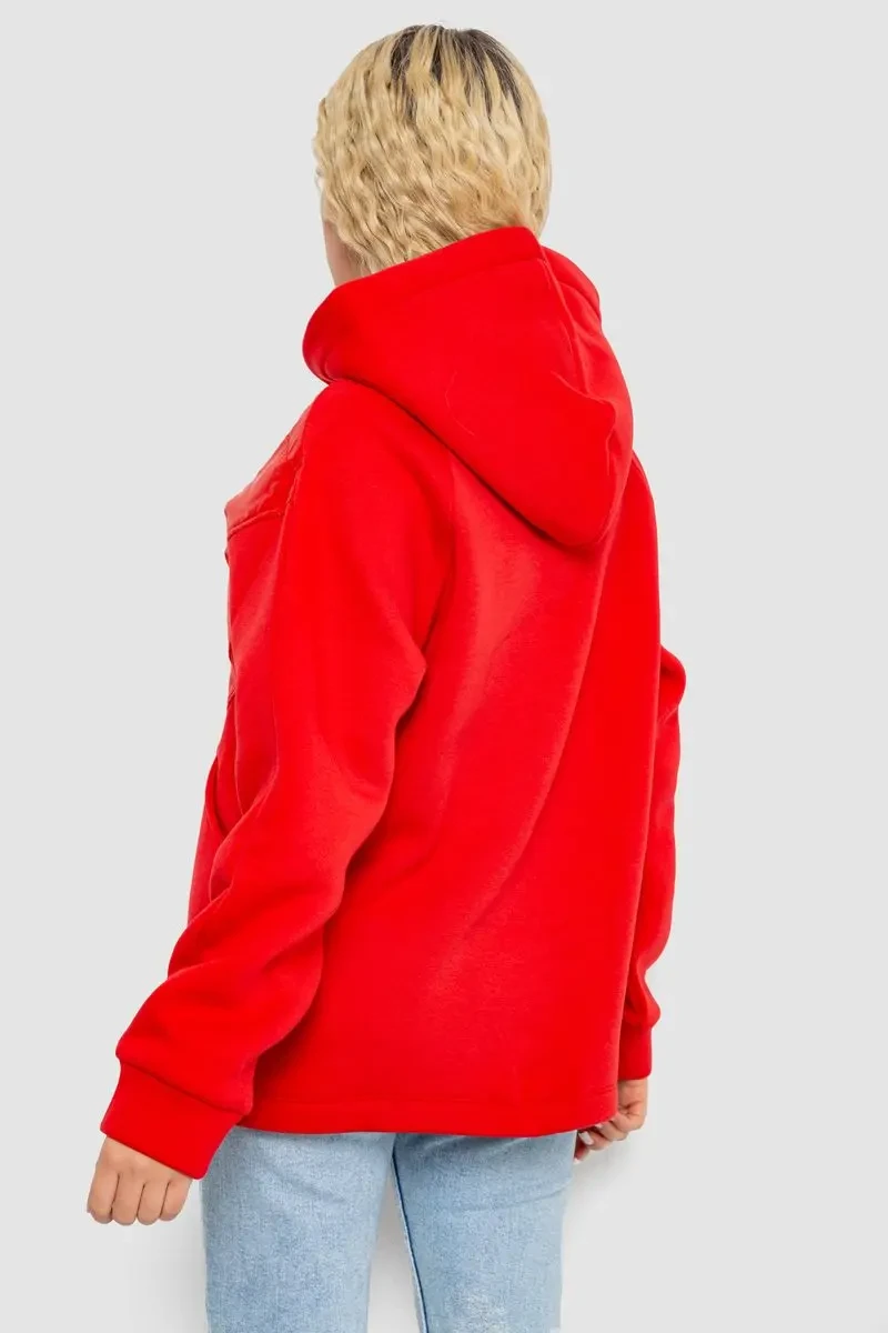 Худі жіночий на флісі тринитка, колір червоний, 102R7713 4