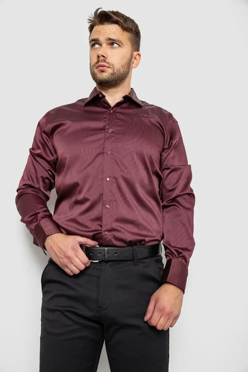 Сорочка чоловіча, колір бордовий, 214R3061