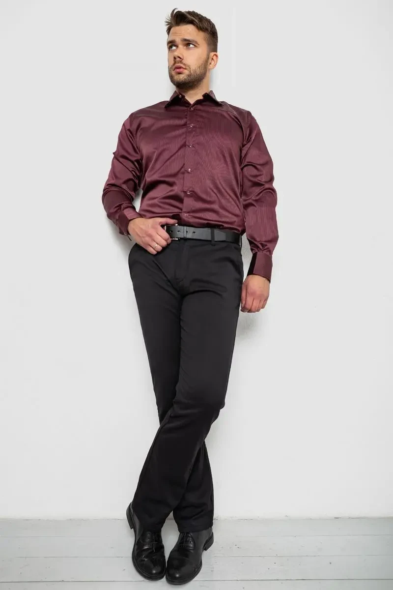 Сорочка чоловіча, колір бордовий, 214R3061 2