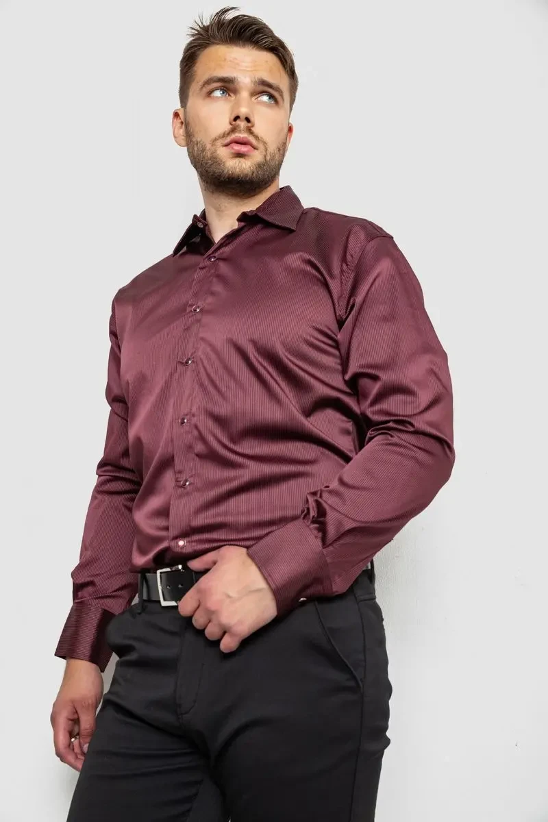 Сорочка чоловіча, колір бордовий, 214R3061 3