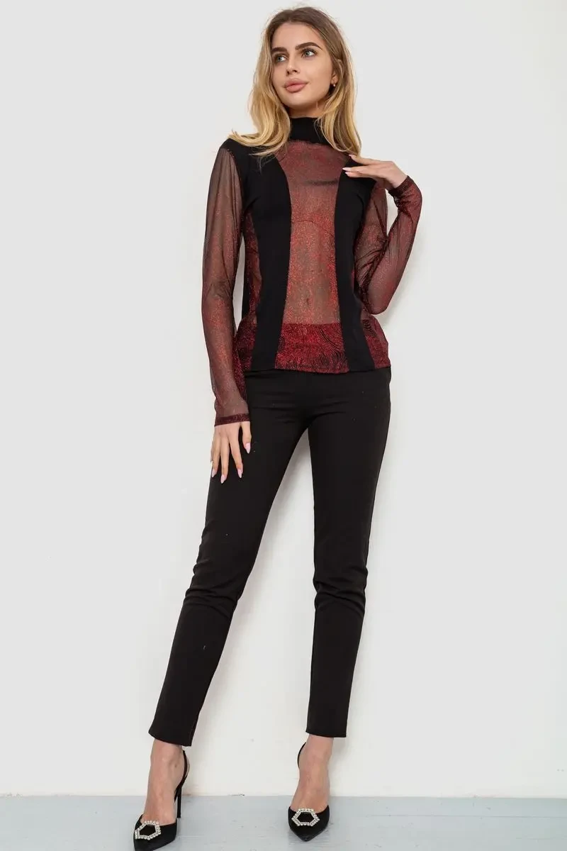 Гольф жіночий ошатний, колір чорно-червоний, 186R109 2