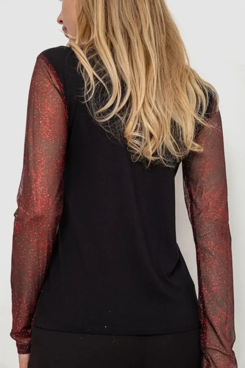 Гольф жіночий ошатний, колір чорно-червоний, 186R109 4