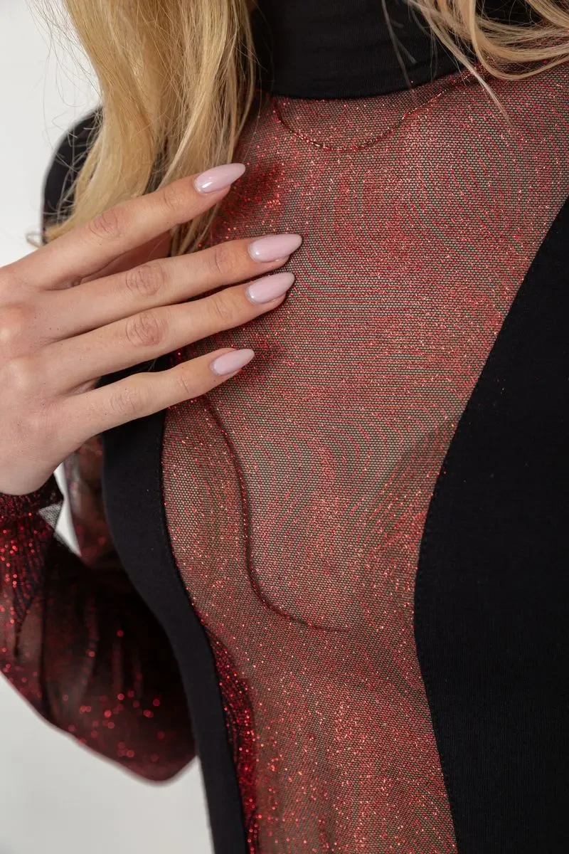 Гольф жіночий ошатний, колір чорно-червоний, 186R109 5