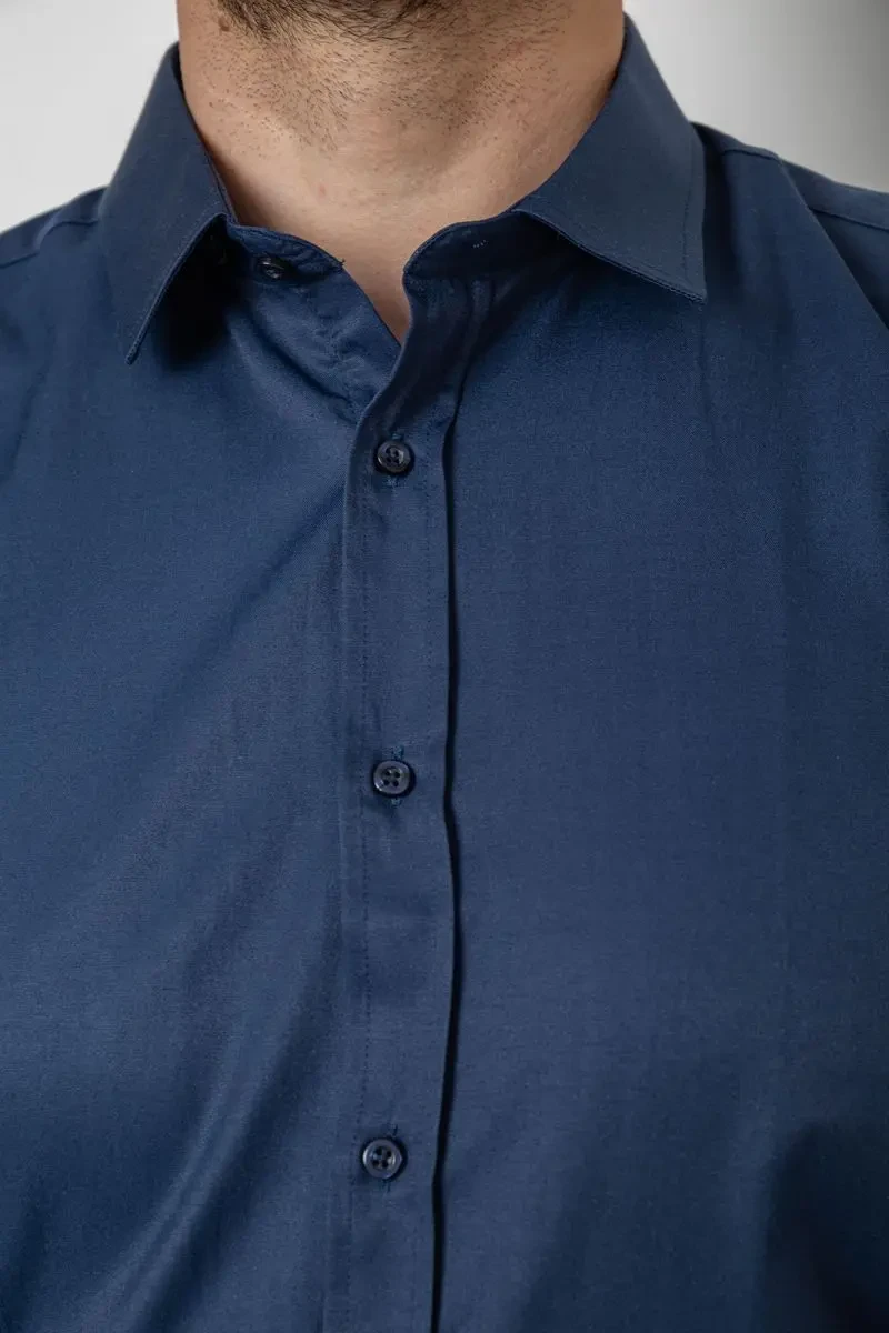 Сорочка чоловіча однотонна, колір синій, 214R816 5