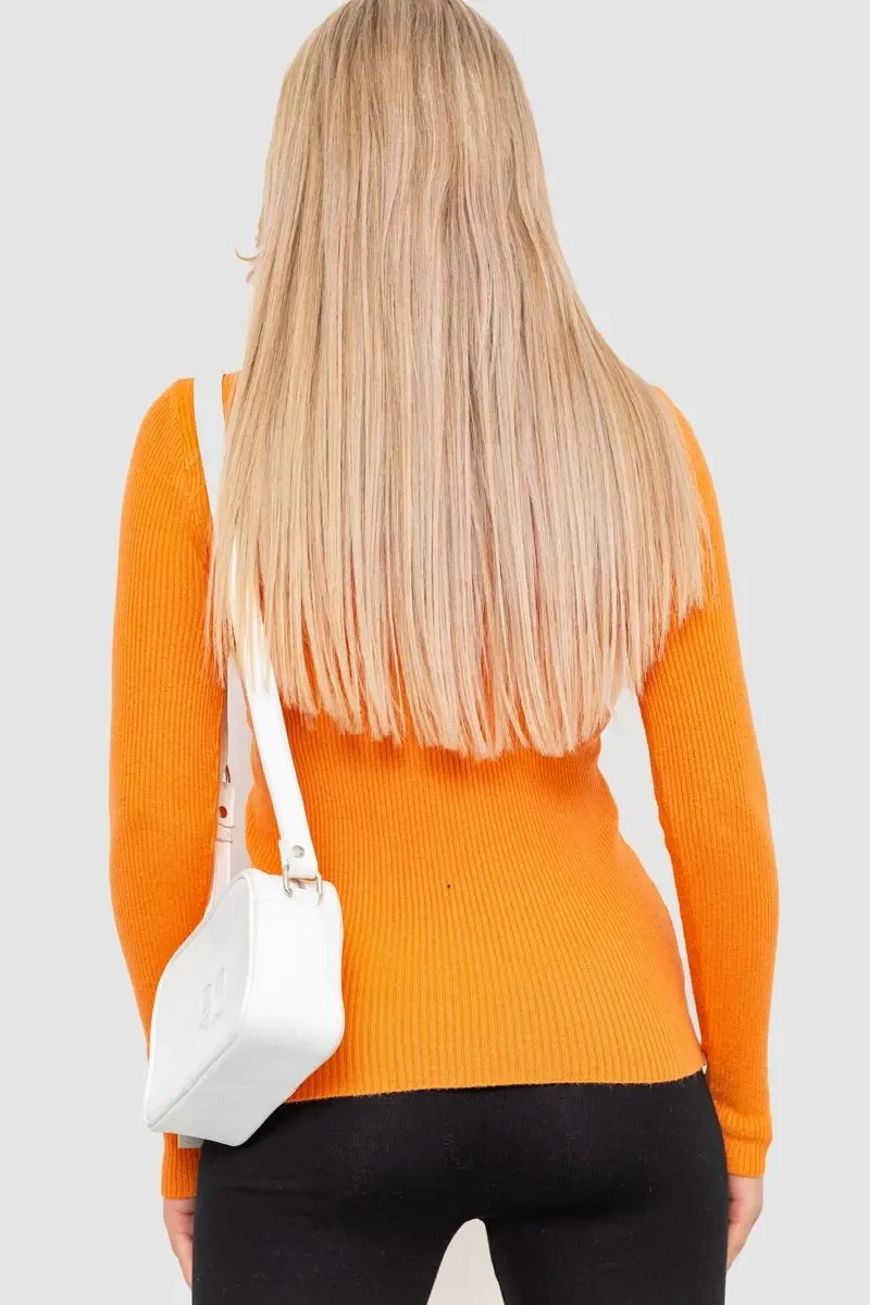Водолазка жіноча в рубчик, колір помаранчевий, 204R9029 4