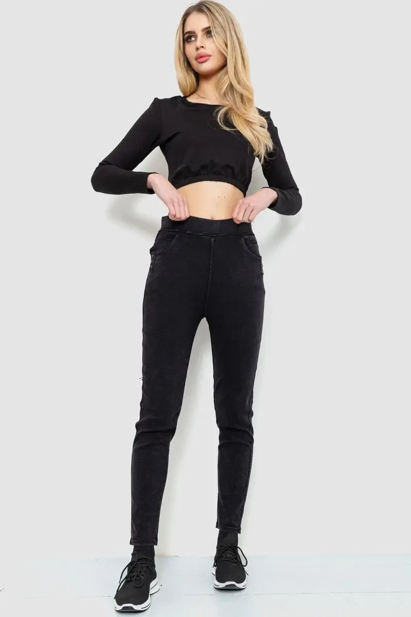 Легінси стрейч, колір чорний, 244R8270 2