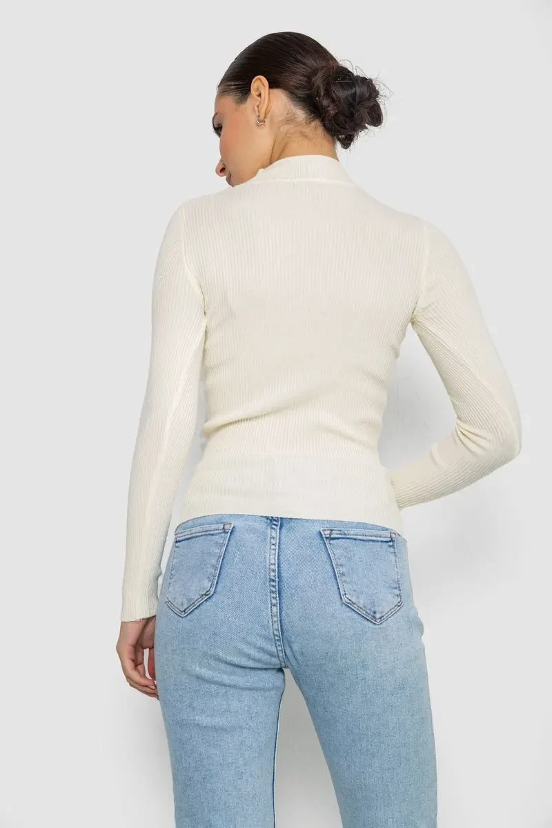 Водолазка трикотажна жіноча, колір кремовий, 204R035 4