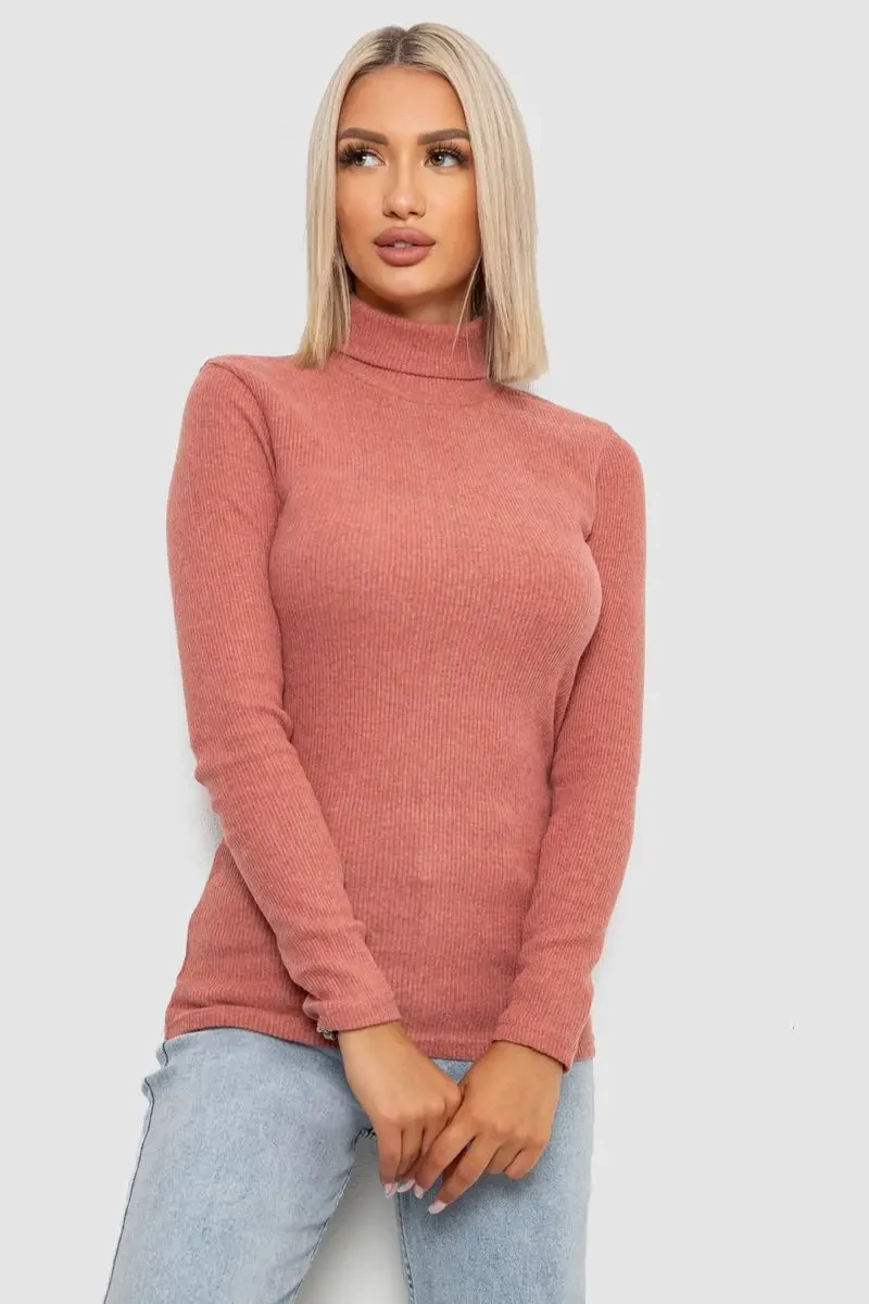 Гольф жіночий однотонний в рубчик, колір кораловий, 238R803